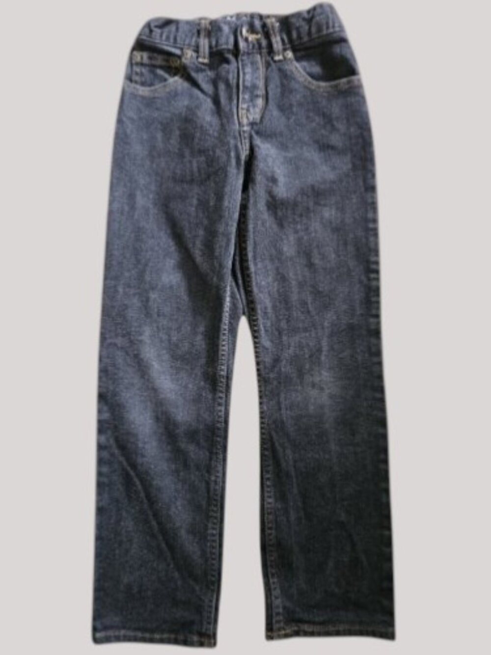WONDER NATION Black Relaxed Fit Denim Jeans Boys Size 8 Slim Adjustable Waist